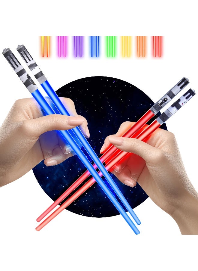 ChopSabers Lightsaber Led Light Up Chopsticks (2-Pairs, Blue & Red) - Image 1